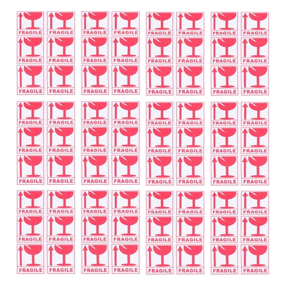Supvox 270Pcs Adhesive Fragile Warning Sticker Red for Secure Package Transportation and Shipping
