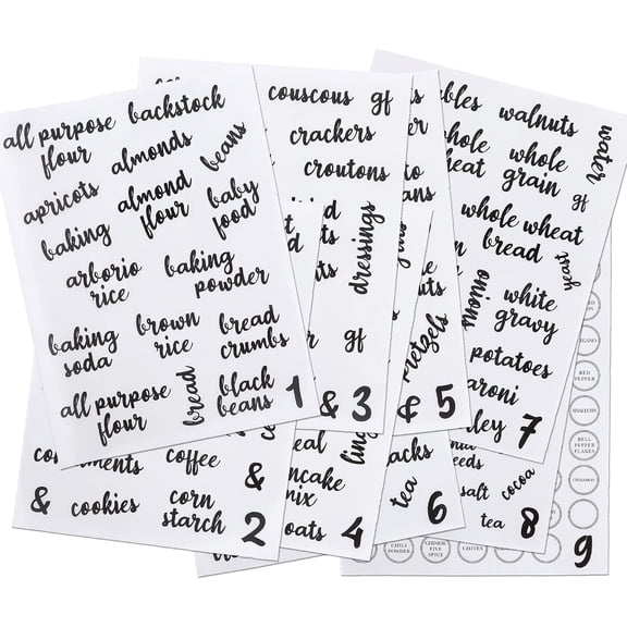 270 Pcs Kitchen Pantry Labels, Clear Vinyl Removable Stickers for Food Storage Containers, Jars & Canisters