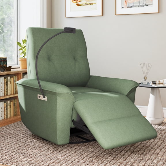 270 ° Power Swivel Glider Recliner, Electric Rocking Chair with Phone Holder and USB Ports for Living Room,Dark Green