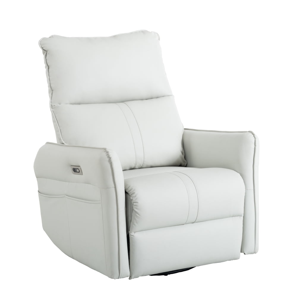 270° Power Swivel Rocker Recliner Chair, PU Leather Electric Glider ...