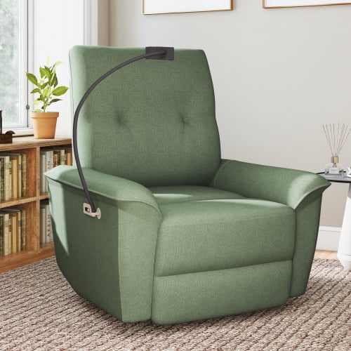 270° Power Swivel Rocker Recliner Chair w/ Phone Holder, Electric Glider Reclining Sofa with USB Ports, Power Swivel Glider, Rocking Chair Nursery Recliners for Living Room Bedroom, Dark Green