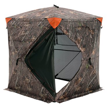 FLISSA 2-3 Person Hunting Blind – 270° See-Through Fully Opening Door – 4 Season, Camo