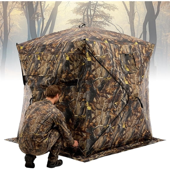 270 ° See Through Hunting Blind, 2-3 Person Camouflage Tent with Carrying Bag