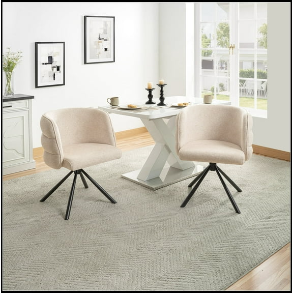270° Swivel Home Office Desk Chairs Set of 2,Modern Dining Chairs, Upholstered Bedroom Chairs with Metal Base,Makeup Chair for Vanity, for Living Room, Bedroom,Study Room,Dining Room
