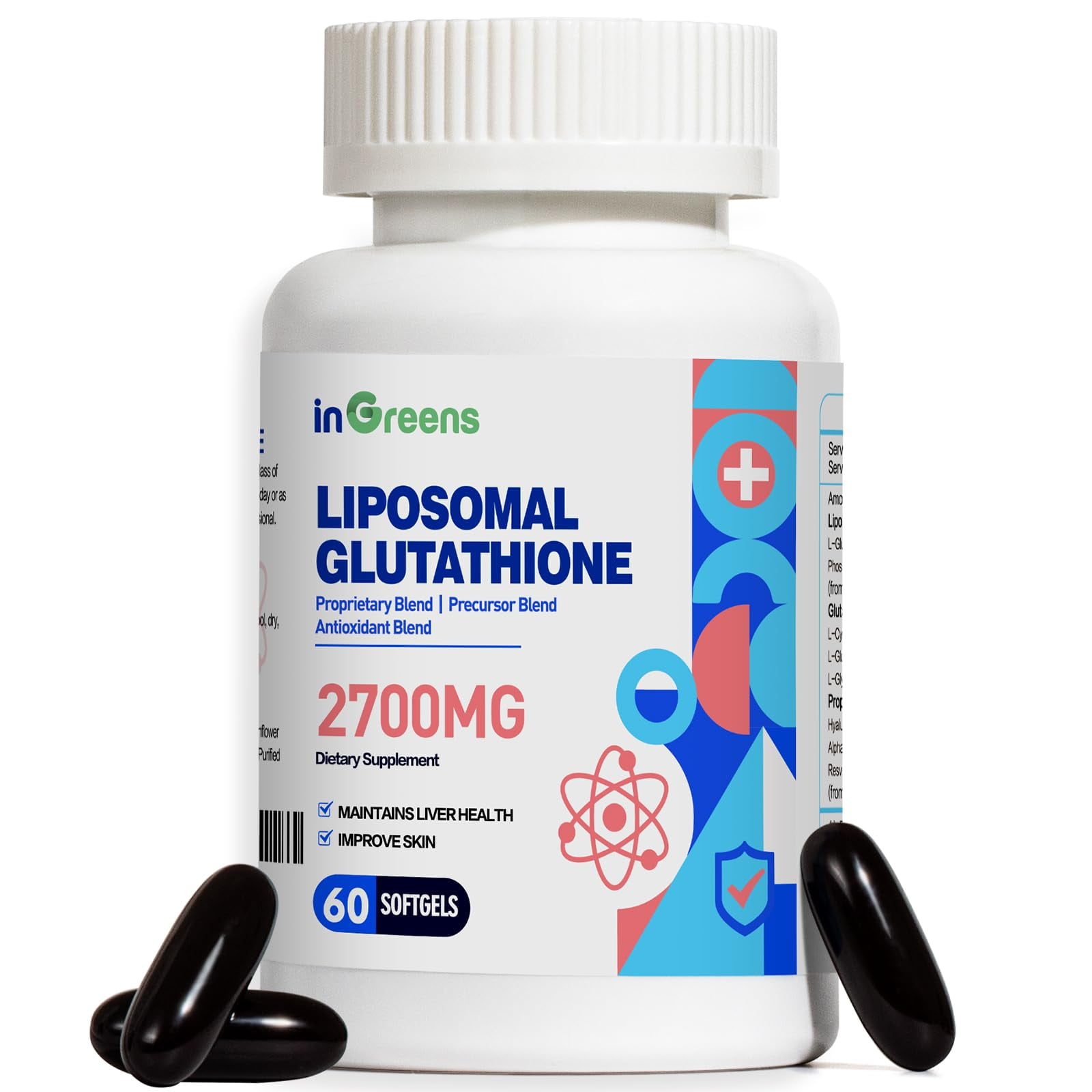 2700 MG Liposomal Glutathione Supplement, Max Absorption, Active Form L