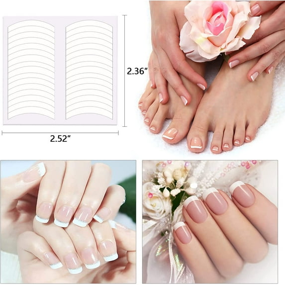 2700 Pieces 90 Sheets French Tip Nail Guides Nail Stencils Self-Adhesive Nail Art Stickers Half Moon French Manicure Strips Nail Design Tool French Nail Sticker Nail Art Stencils