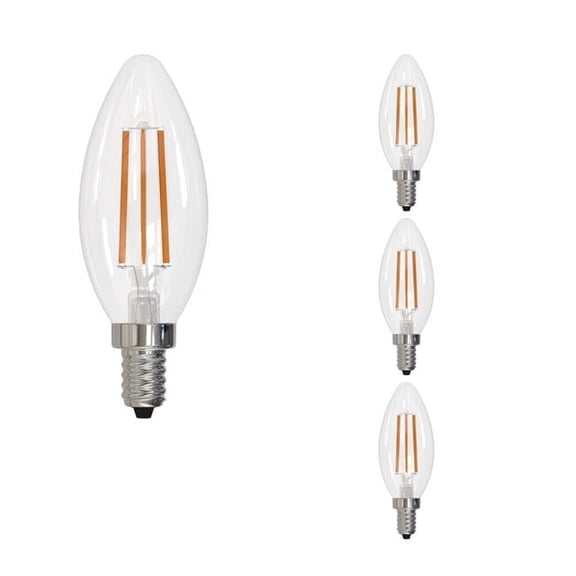 2700K 750 Lumen 6.5 watt LED Filament Dimmable B11 Light Bulbs with a Clear & Medium E26 Base, Warm White - Pack of 4