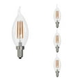 thumbnail image 1 of 2700K 750 Lumen 6.5 watt LED Filament Dimmable CA10 Light Bulbs with a Clear & Candelabra E12 Base, Warm White - Pack of 4, 1 of 1