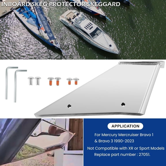 27051 Skeg Protector Guard for Mercury Mercruiser Bravo 1 & Bravo 3 1990-Present Stainless Steel Safe-Skeg Protector
