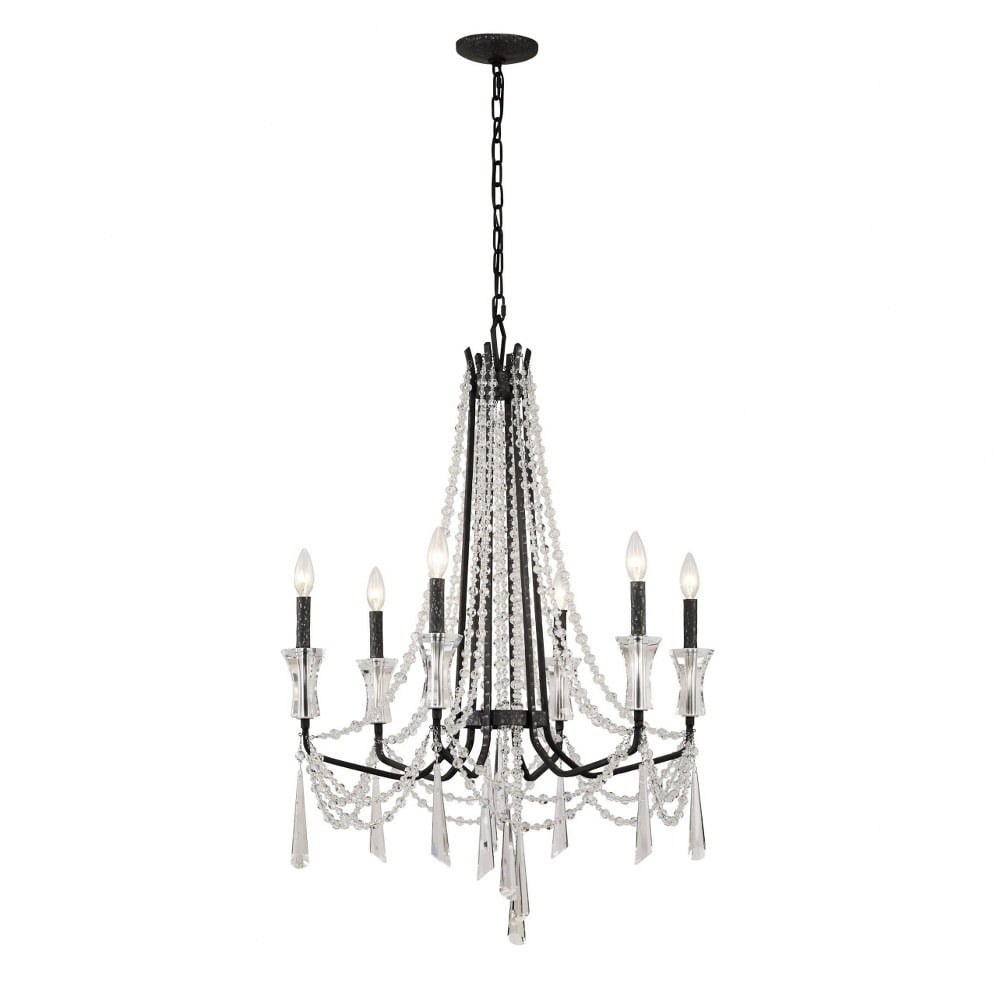Barcelona Onyx Black 6-Light Traditional Crystal Chandelier