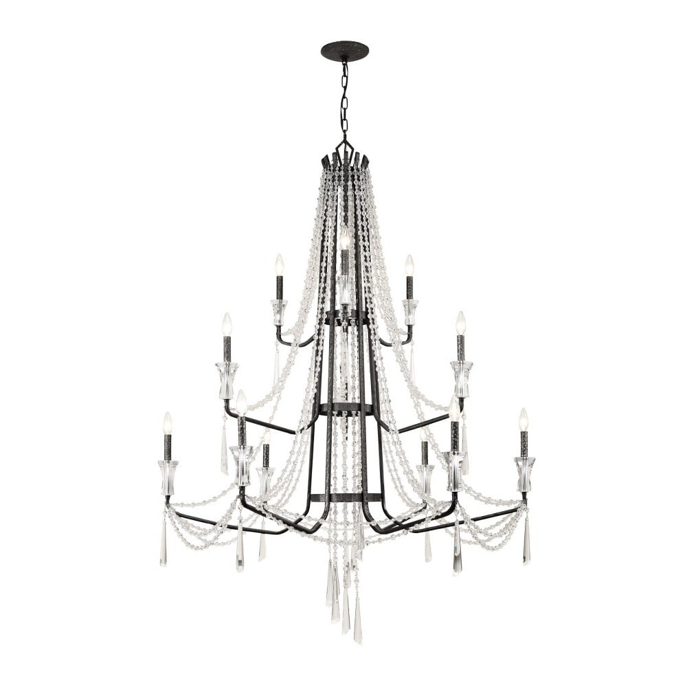 Barcelona Heirloom Crystal 12-Light Onyx Chandelier