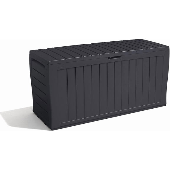 270L Outdoor 65% recycled Garden Furniture Storage Box Graphite Wood Panel Effect | Fade Free | All Weather Resistant | Safe and Secure | Zero Maintenance