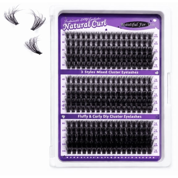 270PCS Lash Clusters Mixed Volume 60D 80D 100D, 10-18mm, Professional False Lashes Clusters for Natural to Dramatic Makeup Looks