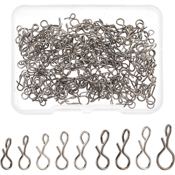 270Pcs 9 Sizes 304 Stainless Steel Fishing Snap Hooks Fast Change Hook Lure Snaps Combo Hook Snaps for Flies Hook and Jigs Silver DIY