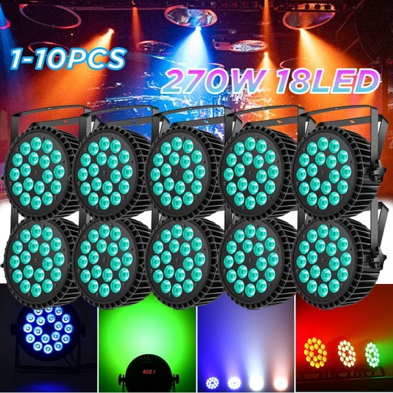 DJ Par Light, 18x10W RGBW 4 IN 1 DMX LED Stage Light by DMX and Sound Activated Control Wash Light for Wedding Party Church Club DJ Live Show,10pcs