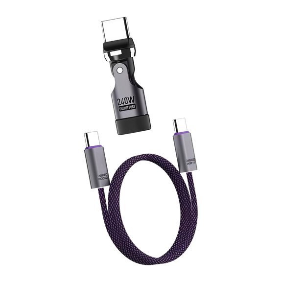 270W Type C Cable Holder Fast Charging Data Cable with 360 Degree Rotatable Connector Multifunction