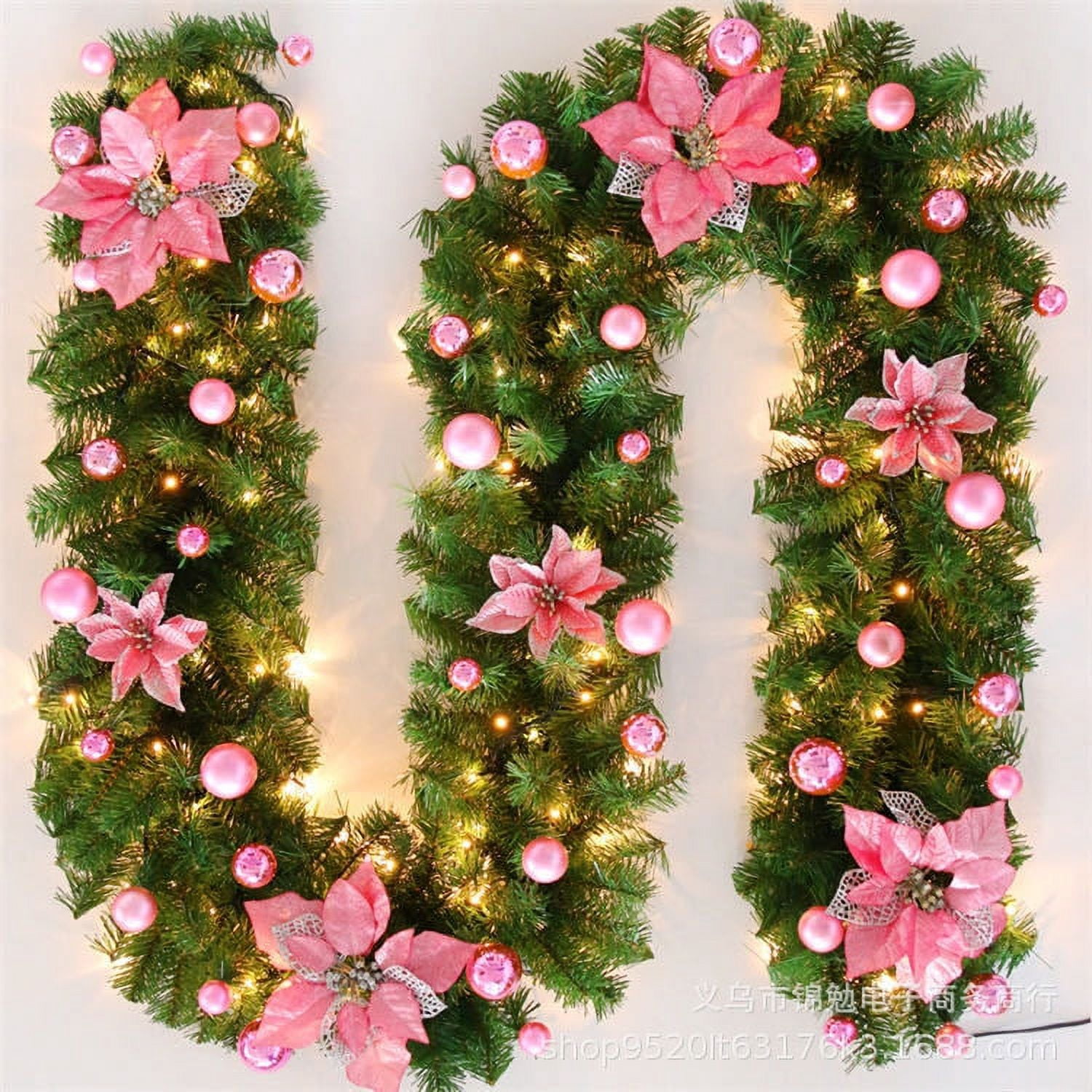 270cm 9ft Pre Lit Decorated Garland Christmas Garland Decoration 270cm-9ft-pre-lit-decorated-garland-christmas-garland-decoration