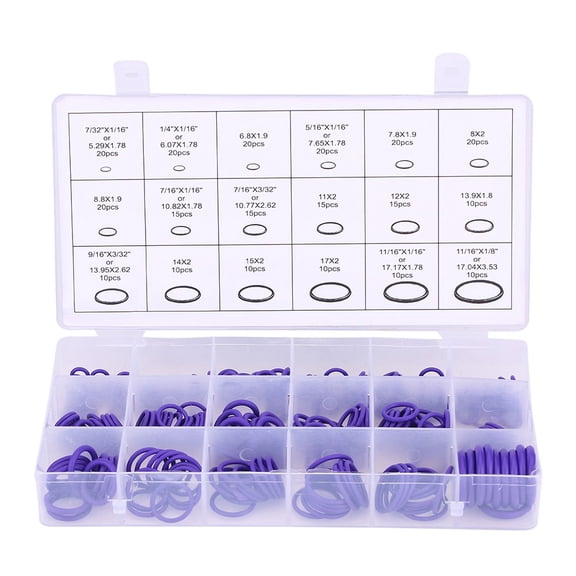 270pcs Assorted Car Air Conditioning Compressor O Ring Seal Gasket Rubber Washer Seals Purple