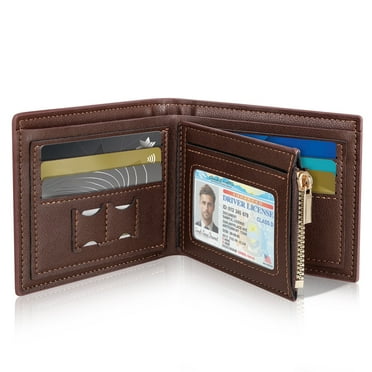 Wallet for Men, Genuine Leather Wallet for Men, RFID Blocking Bifold Stylish Wallet With 1 ID Window, 9 Card Holder & 2 Cash Slot, Brown