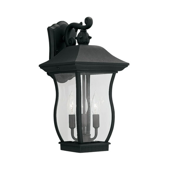 Chelsea Black 3-Light Outdoor Line Voltage Hardwired Porch Light Wall Sconce with No Bulbs Included