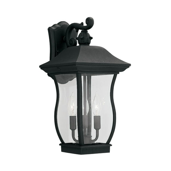 Chelsea Black 3-Light Outdoor Line Voltage Hardwired Porch Light Wall Sconce with No Bulbs Included