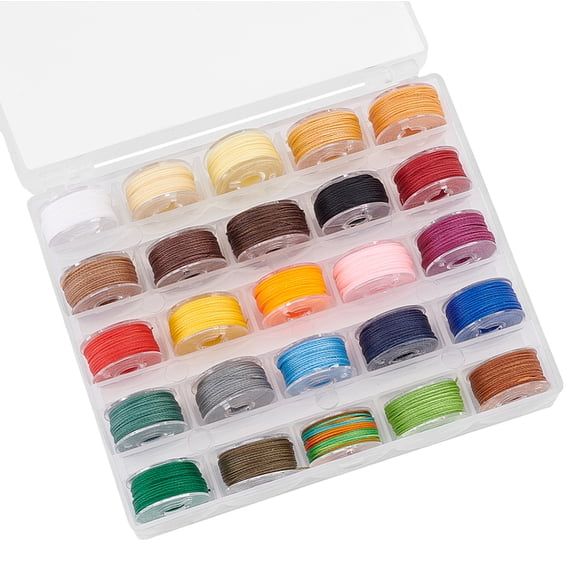 273 Yards 25 Colors Bonded Round Waxed Threads 0.5mm 3-Ply Thread Wax Coated Strings Roll with Grid Box Polyester Floss Macrame