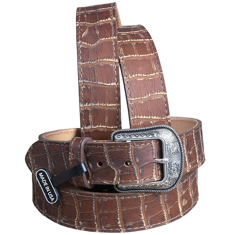 44 Inch 3D Wide Mens Crocodile Print Western Fashion Leather Belt