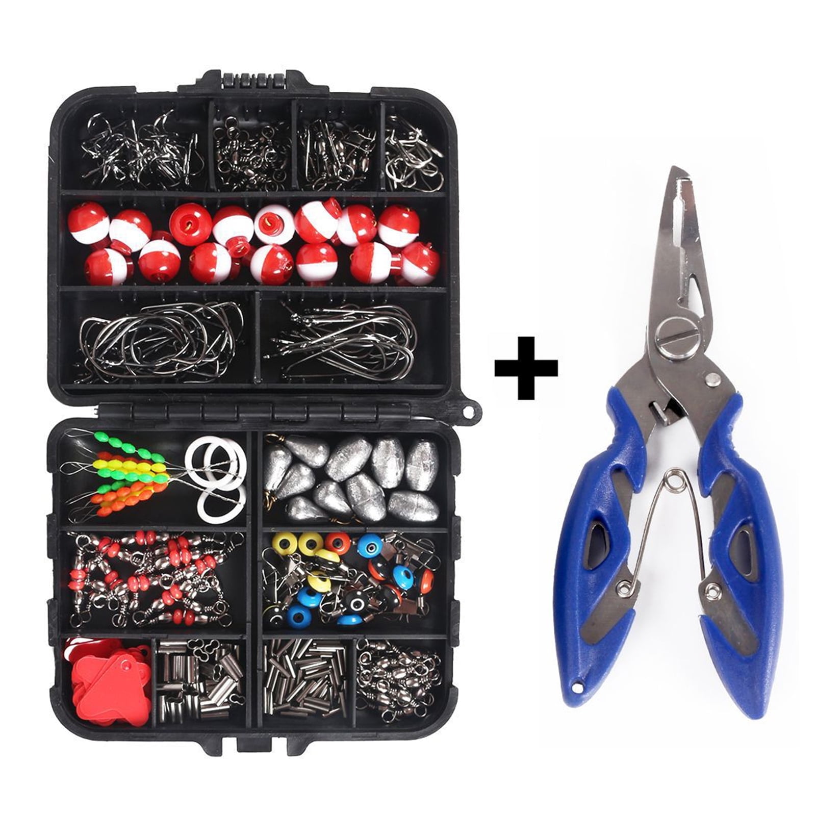 273PCS Fishing Accessories Kit with Fishing Pliers, Hook Remover Tool, Swivels, Hooks, Weights & Floats, Saltwater Freshwater Fishing Gear Set