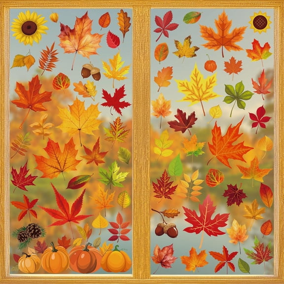 274 PCS Autumn Decorations Fall Window Stickers for Glass Autumn Leaves Pumpkin Window Clings Decals