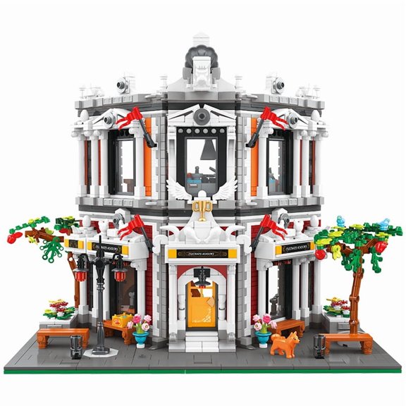 2743 PCS European Luxury Culinary Academy Building Blocks Set, Retro Victorian Restaurant Street View Brick Model, Modular City Architecture DIY Assembly Decor Toy for Teens & Adults Age 14+
