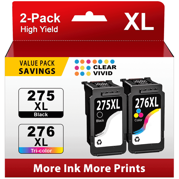 275 276 Ink for Canon Ink 275 and 276 275XL 276XL Compatible for Canon Pixma TS3522 TR4722 TS3722 Printer, 2 Pack