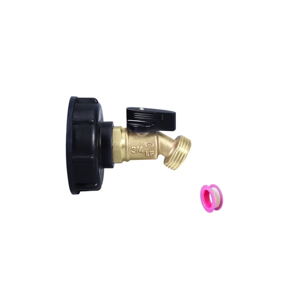 275-330 Gallon IBC Tote Water Tank Adapter 2" Coarse Thread S60x6 + Brass Garden Hose Water Ball Valve Water Tank Shut-Off Valve Fitting