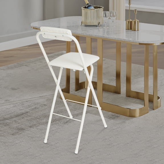 275.58lbs Freestanding Portable Folding Stool White Foldable Bar Chair Tall Folding Chair Kitchens Dining Rooms Living Rooms