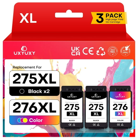 275 Ink Cartridge for Canon Ink 275 and 276 for Canon 275 Ink for PIXMA TS3522 3722 (2 Black, 1Tri-Color, 3-Pack)