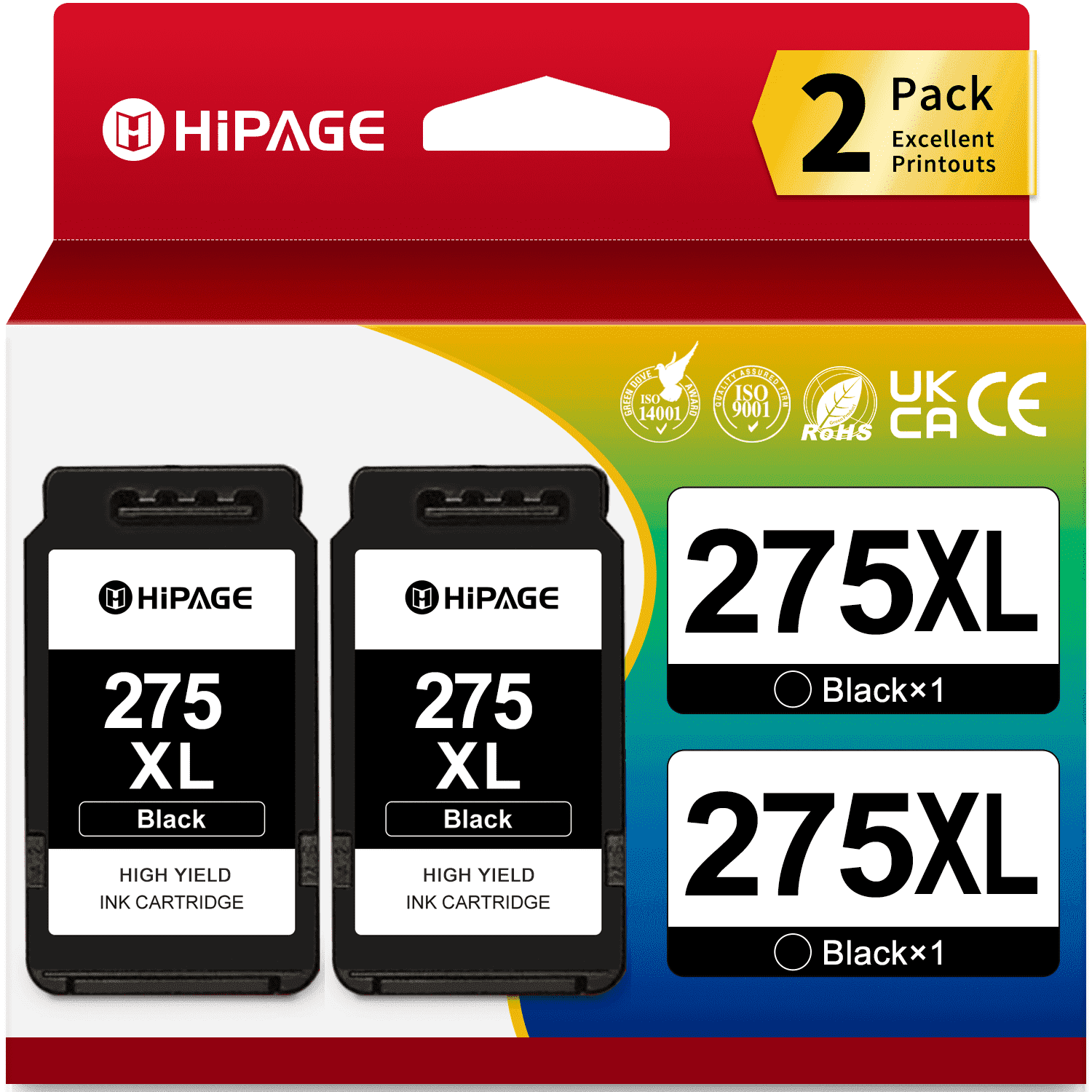 275 Ink Compatible with Canon 275 Ink for 275xl Ink Cartridge for PG 275 Black Ink Cartridges for Pixma TS3522 TS3722 TS3520 TR4722 Printer (Black, 2 Pack)