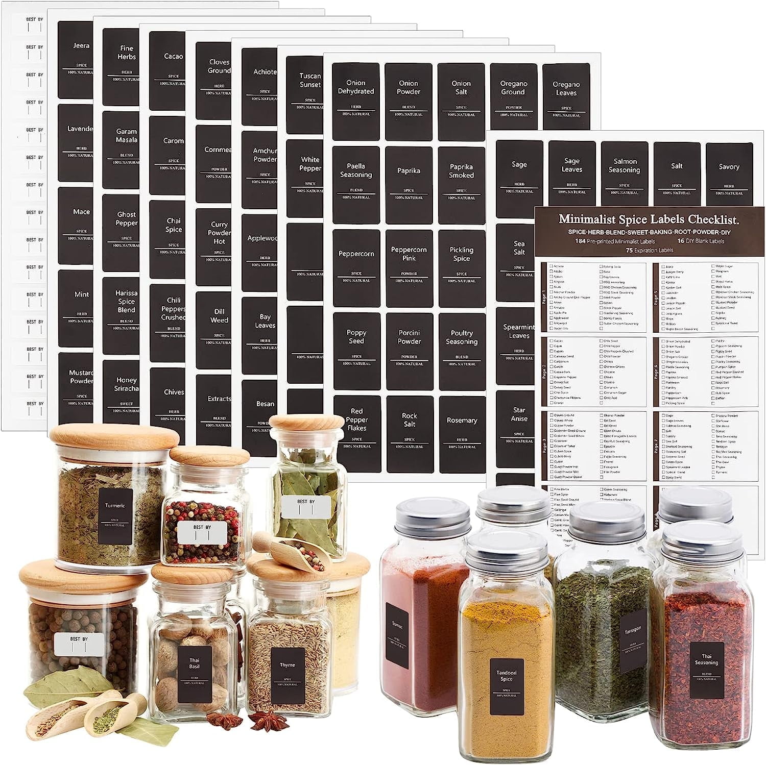 275 Pcs Spice Jar Labels Kitchen Labels for Jars PrePrinted Pantry Label Stickers SelfAdhesive