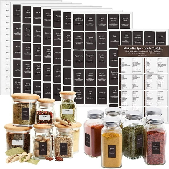 275 Pcs Spice Jar Labels Kitchen Labels for Jars Pre-Printed Pantry Label Stickers Self-Adhesive Spice Container Labels