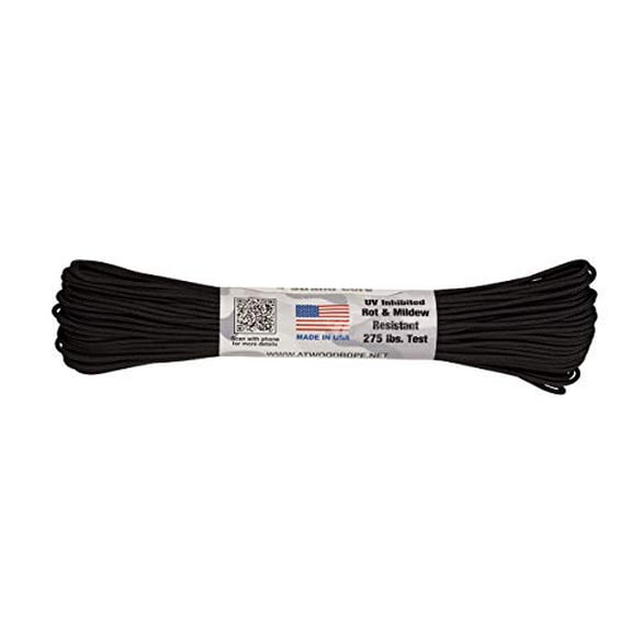275 Tactical Cord Paracord 3/32" X 100' USA Made 275lb Test, Black