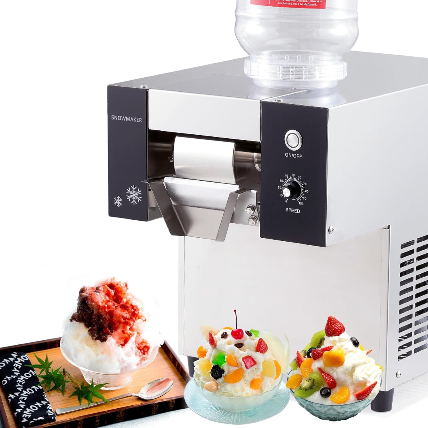 275 lbs/Day Automatic Shaved Ice Machine, Snow Cone Shaver, Snowflake ...