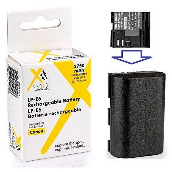 2750mAh Hi Capacity XT LPE6 Lithium Ion Battery for Canon EOS 60D 60Da 70D 6D