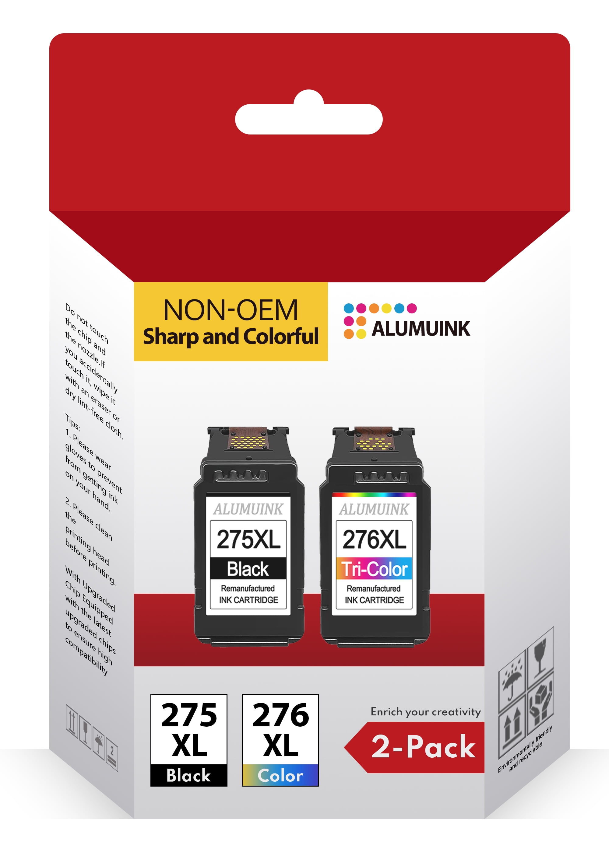 275XL 276XL Ink Cartridge 2 Pack Black/TriColor Replacement for Canon