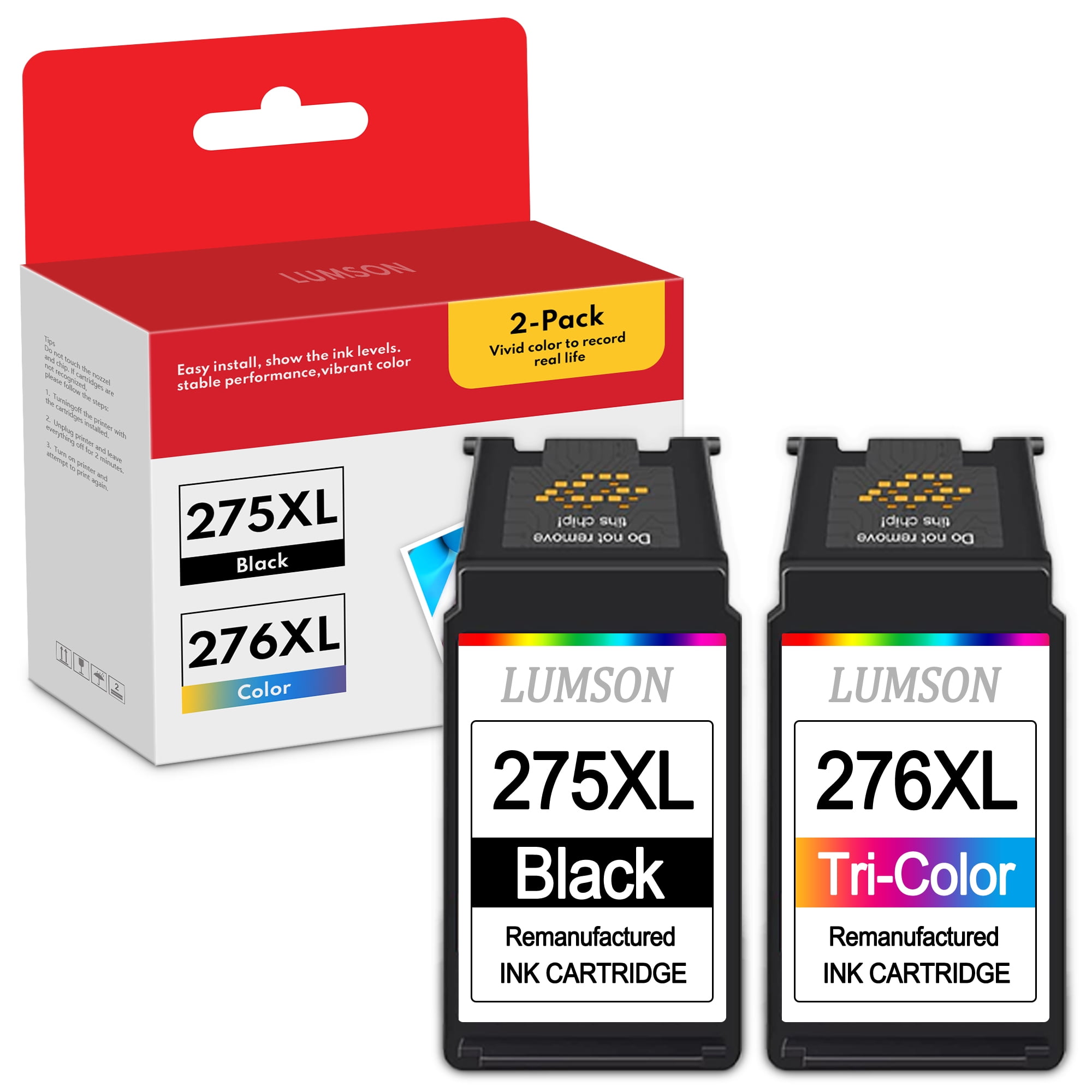 275XL 276XL Ink Cartridge 2 Pack Black/TriColor Replacement for Canon
