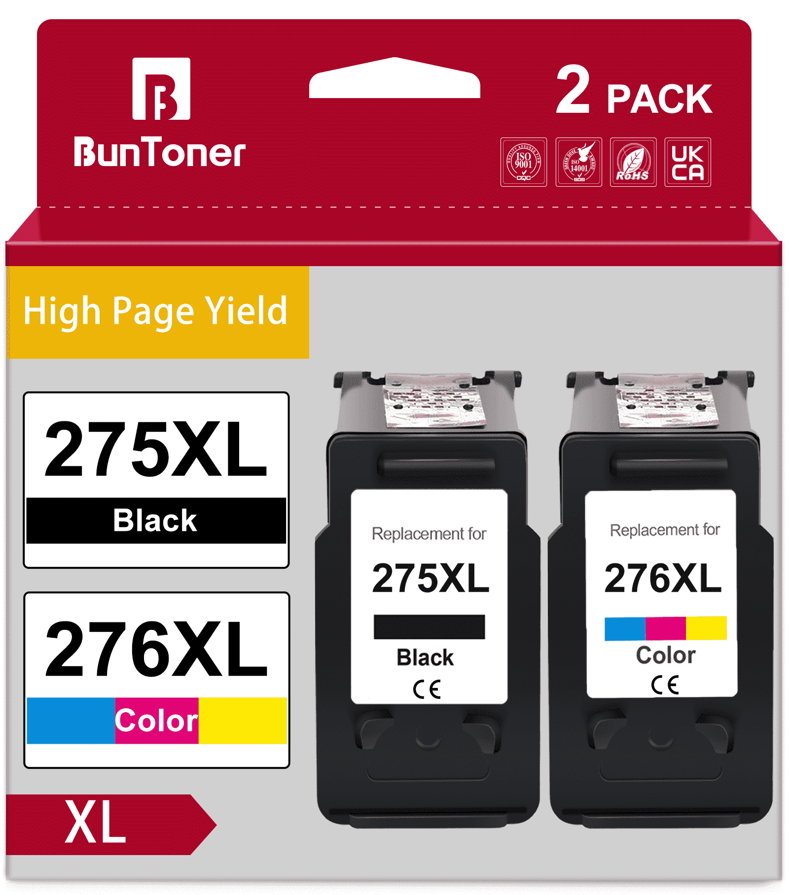 275XL 276XL Ink Cartridge for Canon Ink 275 and 276 XL 275XL Ink Cartridge Value Pack for Canon PIXMA TS3520 TS3522 TS3500 TR4720 TR4722 TR4700 Printer (Black, Tri-Color)