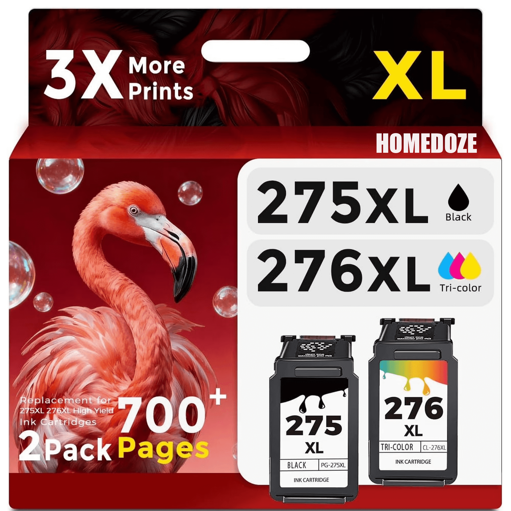 HOMEDOZE 275XL 276XL Tri-Color Ink Combo Pack, High Yield Ink