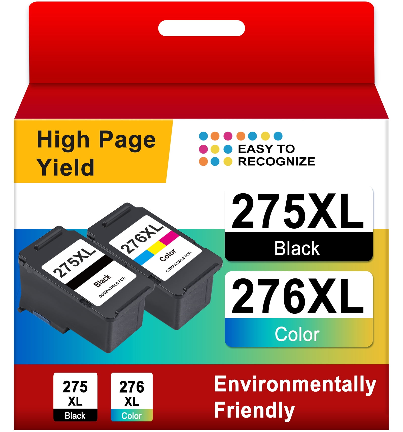 275XL 276XL Ink Cartridge for Canon Ink 275 and 276 for Pixma TS3522 TR4720 TR4722 Printer, 2 Pack