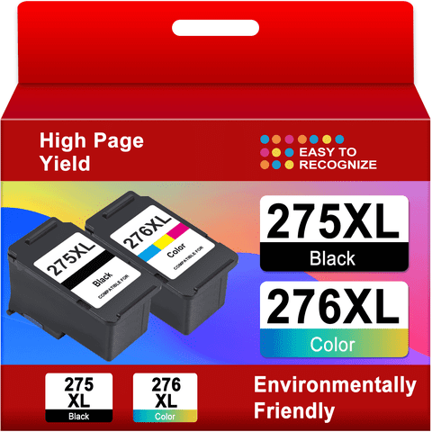 275XL 276XL Ink Cartridge Compatible for Canon Ink 275 and 276 for Pixma TS3722 TS3522 TR4720 TR4722 Printer (Black+Tri-Color)