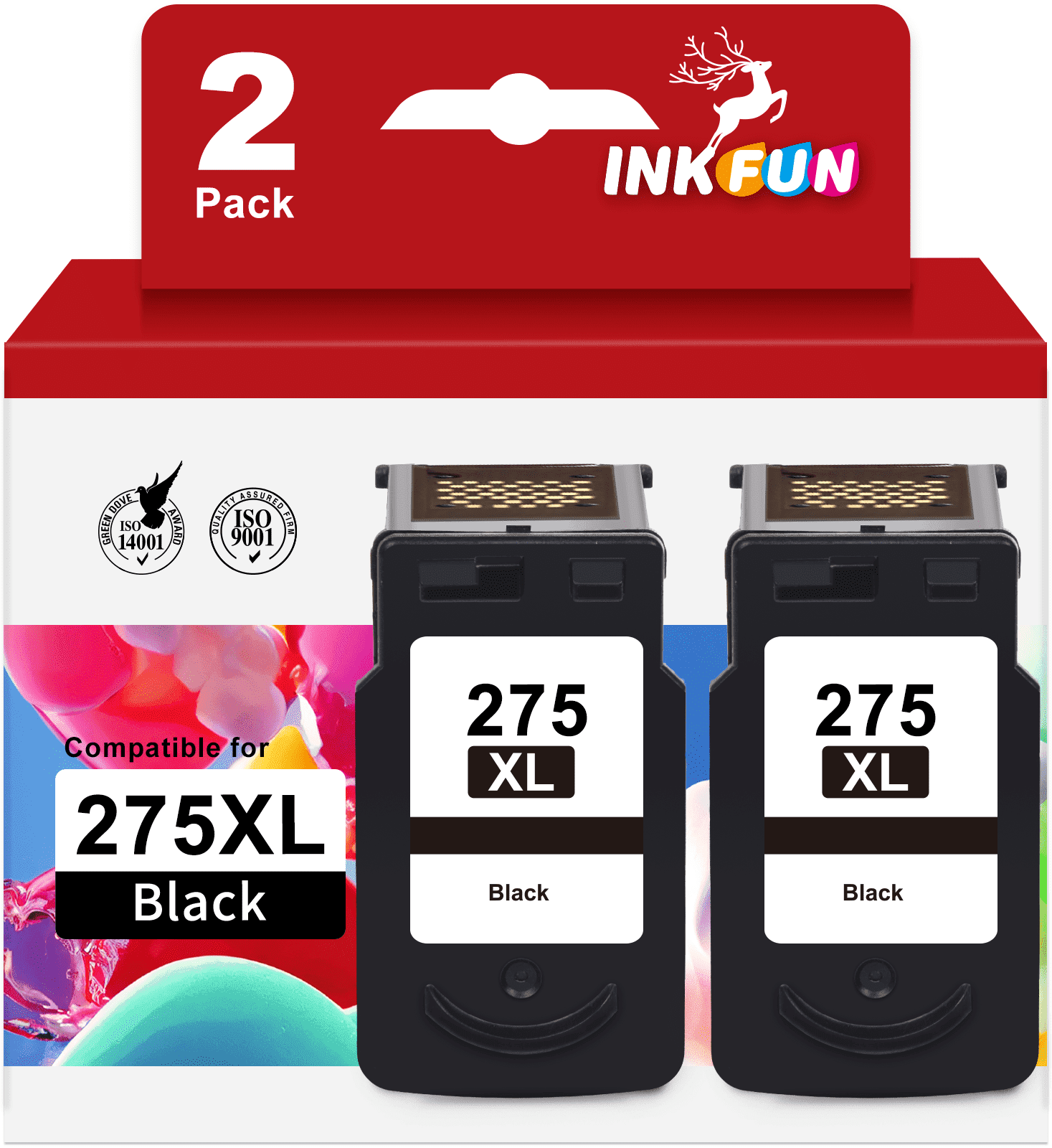 275XL Black Ink Cartridges for Canon 275 PG-275 Black Ink for Canon Ink 275 XL for Canon Pixma TS3722 TR4722 Printers (2 Black)