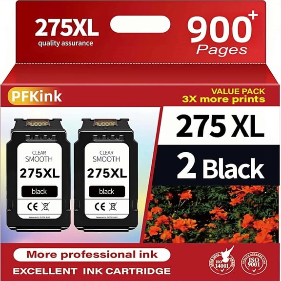 275XL Ink Cartridge Replacement for Ink 275 275XL Black PG-275 PG-275XL Works for PIXMA TR4720 TS3720 TS3500 TS3522 TS3520 TS3722 TR4700 TR4722 TR4723(2 Black)