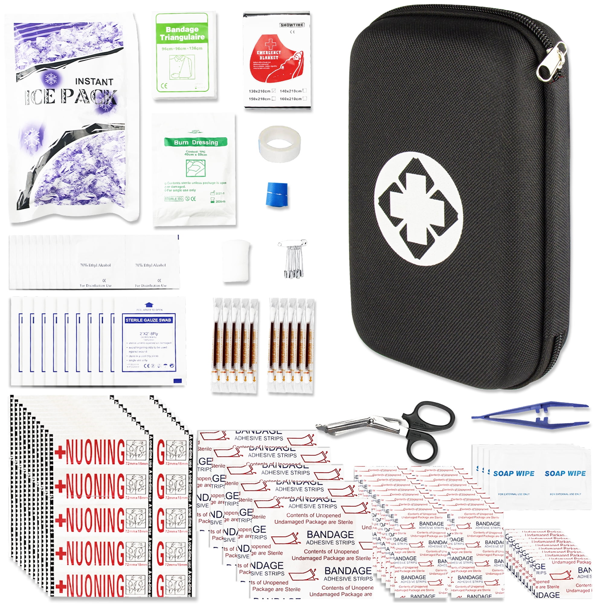 275pcs Black Car First Aid Kits Backpacking Essentials Items Trauma ...