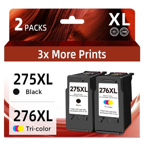 275xl 276xl Ink Cartridge Compatible Replacement for Canon Ink 275 276 XL PGI275 CLI276 PG-275 CL-276 XL for Pixma TS3500 TS3522 TS3520 TR4700 TR4720 TR4722 Printer (2-Pack Combo Black Color)